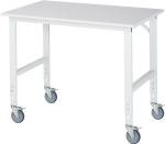 Arbeitstisch Platte Melamin Gestell lichtgrau, RAL7035 B1250xT800xH910-1230 mm, Rau