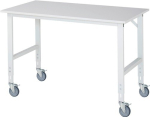 Arbeitstisch Platte Melamin Gestell lichtgrau, RAL7035 B1500xT800xH910-1230 mm, Rau