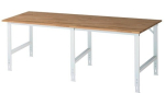 Arbeitstisch Platte Buche-Massiv Gestell lichtgrau, RAL 7035 B2500xT1000xH760-1080 mm, Rau