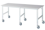 Arbeitstisch Platte Melamin Gestell lichtgrau, RAL7035 B2500xT1000xH910-1230 mm, Rau