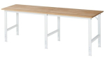 Arbeitstisch Platte Buche-Massiv Gestell lichtgrau, RAL 7035 B2500xT800xH760-1080 mm, Rau