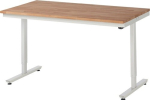 Arbeitstisch Platte Buche-Massiv Gestell lichtgrau, RAL 7035 B1500xT800xH720-1120 mm, Rau