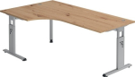 Schreibtisch Winkelform rechts/links HxBxT 650-850x2000x1200 mm, graphit C-Fuß, Bela