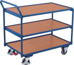 Tischwagen 3 Lädeflächen LxB 505x835 mm enzianblau RAL5010 Trgf.250 kg, VARIOfit