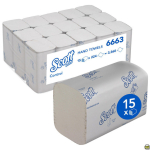 Falthandtücher 1-lagig weiß, Interfold, 15 Pack á 224 Tücher Scott Control 6663