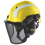 Schutzhelm Waldarbeiterset gelb, 51-61 cm, kurzer Schirm, ABS uvex pheos 9774