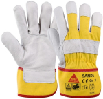 Arbeitshandschuhe, Canvas Stulpe Gr. Rindnarbenleder, natur/gelb Sande