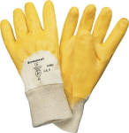 Nitril handschoenen Maat geel gedeeltelijk gecoat EN388/420 Cat.II , NU Lippe