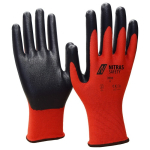 Handschuhe, Strickbund rot/sw, Nitrilschaum-Besch.EN 388 Nitras 3510