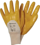 Nitril handschoenen, premium maat geel, gedeeltelijk gecoat EN388/420 Cat.II, NU Ems