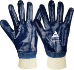 Nitrile gloves, cotton fully coated, natural/blue Zwickau