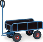 Handwagen, 4 Sperrholzwände Ladefläche, Luftbereifung Tragfähigkeit 400 kg, Fetra