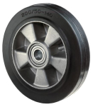 Rubber wiel Elastisch loopvlak Kogellager Ø as naaf L zwart, aluminium velgen Draagvermogen kg