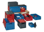 Transport stapelcontainer, doorloop handvat LxBxH 600x400x210 PP zware uitvoering Gesloten zijpanelen