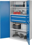 Zware kast HxBxD 1950x1000x600 2 laden. 3 legplanken max kg, lichtgrijs/gentiaanblauw
