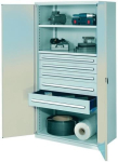 Zware kast HxBxD 1950x1000x600 5 laden. 2 legplanken max lichtgrijs/lichtgrijs