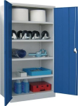 Schwerlastschrank Basic, 4 Böden lichtgrau/enzianblau