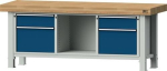 Werkbank, BxDxH lichtgrijs/ gentiaanblauw, beuken blad