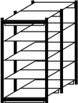 Basic plug-in shelving, 14 shelves HxWxD 2-sided Field load 4000 kg, blue