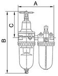 Wartungseinheit Serie Standard 2-teilig IG Mano. Polycarbonatbehälter, Handablassve
