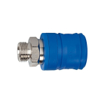 Sicherheitskupplung Typ KE NW7,4, AG L, max 12 bar Messing vernickelt/Kunststoff