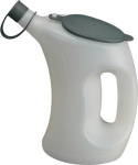 Maatbeker 1,0 liter, wit/transparant, PE w.deksel/dop Pressol
