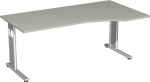 PC-Arbeitstisch, gebogen HxBxT lichtgrau