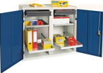 Werkzeugschrank, Trennwand 1000x1000x500, 2 Schubladen 4 Böden