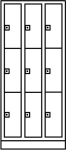 Fächerschrank 2 3 Abteile HxBxT 1950x620x500, Sockel Stahlblech
