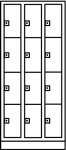 Fächerschrank 2 6 Abteile HxBxT 1950x620x500, Sockel Stahlblech