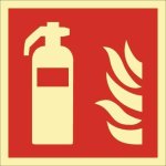 Brandbeveiligingsbord, plastic bord brandblusser rood/wit Fotoluminescent ASR A1.3/DIN EN ISO 7010