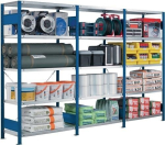 Steckregal H 2000xB 1300xT, 5 Böden blau/verz. Tragf. 250 kg