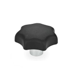Star grip with steel bushing GN PA black, blind hole