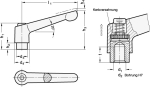 Klemmhebel mit Edelstahleinsatz GN 300.1-108-M12-SZ IG, RAL 9011 SW-glänzend