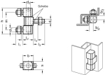 Three-part hinge GN Stainless steel