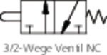 3/2-Wege Miniaturventil, Stössel Anschluß seitlich, NC, 0,5-10 bar für Wandmontage, Alu