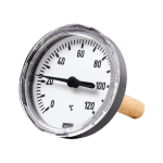 Thermometer bimetaal, verwarmingstechniek 1/2", D schacht AN achter, max 6 bar, Kl 2.0, kunststof