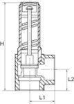 Angle safety valve IG 1", pressure bar max 155°C, for saturated steam, gunmetal