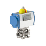 Edelstahl-Kugelhahn, pneumatisch IG BL, 3-teilig einfachwirkend