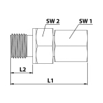 Rechte schroefverbinding met WD CF, compleet Gegalvaniseerd staal, huismerk