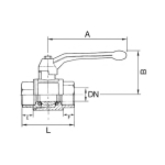 Kogelkraan, geperst messing, roodstalen hendel Vrouwelijk/vrouwelijk 1,1/2", DN40, PN40, BL 93 mm Lichtgewicht ontwerp, volledige doorgang