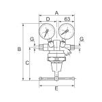 Line pressure regulator IG 1/4", bar incl. gauge