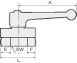 Mini ball valve, pressed brass BL sandblasted finish, plastic lever