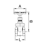 Muffenabsperrventil IG max 14 bar 70°C, Edelstahl, Alu Handrad