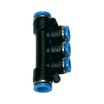Distributor connectors reduced 2x 3x Blue series, KU- nickel-plated brass
