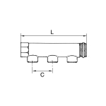 Distributor 3-way Ends IG/AG IG 1/2" Brass, PTFE sealing ring End-AG