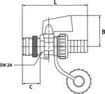 Ball valve KFE G 1/2", spout LW13, max 10 bar Brass
