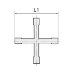 Cross connecting piece for hose max 10 bar POM