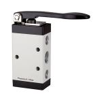 5/2-wegklep serie M5, lange hendel IG 0-10 bar, Ent. G1/8" monostabiel, handmatig bediend, aluminium, zwart