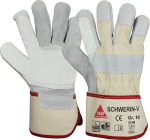 Handschuhe, Canvas Stulpe Rindspaltleder, natur/beige Schwerin-V
